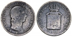 Lombardo Veneto - Venezia - Francesco I D'Asburgo (1815-1835) 1/4 di lira 1822 - NC (NON COMUNE) - Ag gr. 1,48 
qMB