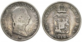 Lombardo Veneto - Milano - Francesco I d'Asburgo (1804-1835) 1/4 di Lira 1822 Milano - RARA - Ag gr.1,53