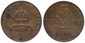 Lombardo Veneto - Milano - Ferdinando I (1835-1848) 3 Centesimi 1846 Milano - Cu
SPL/FDC
