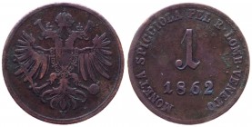 Lombardo Veneto - Venezia - Francesco Giuseppe I (1848-1866) 1 Centesimo o soldo 3° tipo 1862 - Cu gr. 3,17 
qBB