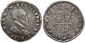 Milano - Filippo II (1556-1598) 1/2 Scudo 1582 - Mir.314/6 - RARA - Ag gr.15,79 
BB/SPL
