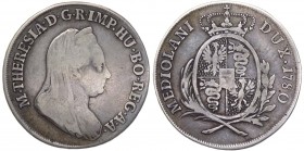 Milano - Maria Teresa (1740-1780) 1/2 Scudo 1780 - RARA - Ag gr.11,16 
qBB