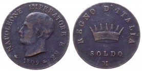 Milano - Napoleone I Re d'Italia (1805-1814) 1 Soldo 1809 Milano - Cu