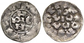 Pavia - Enrico II di Franconia (1046-1056) Denaro - Mir.836 - RARA - Ag gr.0,84 
BB
