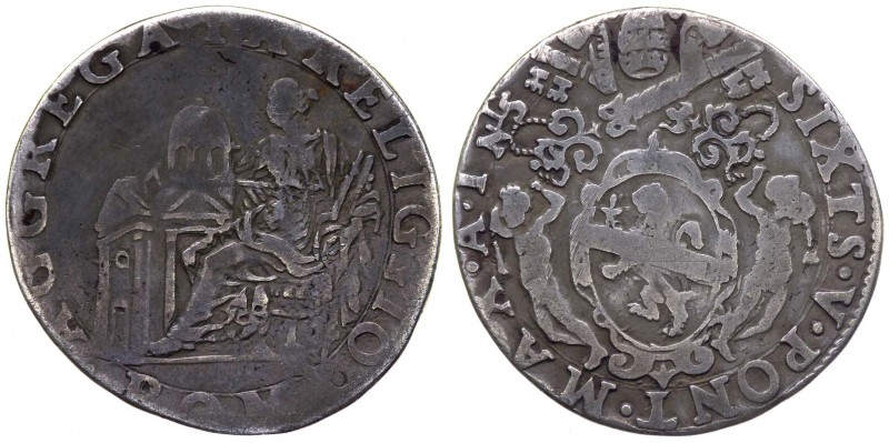 Stato Pontificio - Roma - Sisto V (1585-1590) Testone - Ag gr.8,00