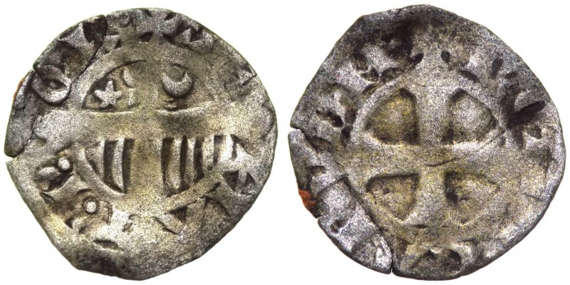 Roma - Senato Romano (1184-1434) Denaro provisino II emissione con stella e luna...