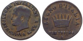 Venezia - Napoleone I Re d'Italia - (1805-1814) 1 Centesimo 1° tipo 1810 - Gig. 242 - NC (NON COMUNE) - Cu gr. 2,07 
MB