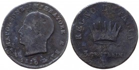 Venezia - Napoleone I Re d'Italia - (1805-1814) 3 Centesimi 1° tipo 1810 - Gig. 226 - Cu gr.5,68 
MB+