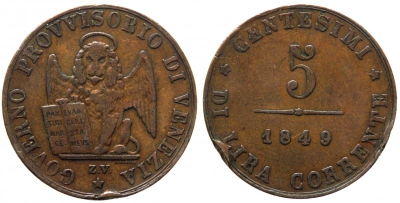 Venezia - Governo Provvisorio di Venezia (1848-1849) 5 centesimi di Lira Corrent...