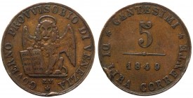 Venezia - Governo Provvisorio di Venezia (1848-1849) 5 centesimi di Lira Corrente 1849 - Alcuni colpetti - Mi gr. 4,91 
qBB
