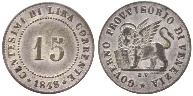 Venezia - Governo Provvisorio di Venezia (1848-1849) 15 Centesimi di Lira Corren...