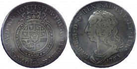 Carlo Emanuele III (1730-1773) Scudo da 6 Lire 1765 - RARA - Ag
BB+