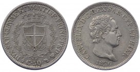 Carlo Felice (1821-1831) 50 Centesimi 1826 Torino - Fondi lucenti 
FDC