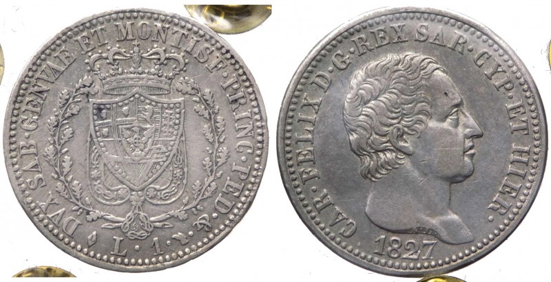 Carlo Felice (1821-1831) 1 Lira 1827 Torino - Gigante 77 - Ag - Periziata qSPL
...