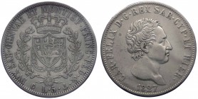 Carlo Felice (1821-1831) Scudo da 5 Lire 1827 Genova - Ag
BB/SPL