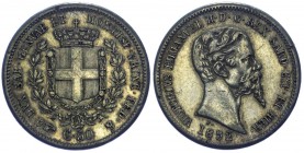 Vittorio Emanuele II (1849-1861) 50 Centesimi 1852 Torino "Collo Lungo" - RARA - Ag
BB/SPL