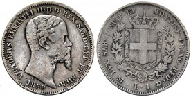 Vittorio Emanuele II (1849-1861) 1 Lira 1859 Milano - RARA - Ag
BB+