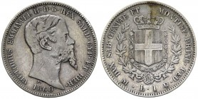 Vittorio Emanuele II (1849-1861) 1 Lira 1860 Milano - NC - Ag
BB+