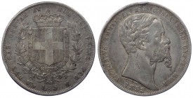 Vittorio Emanuele II (1849-1861) Scudo da 5 Lire 1852 Genova - RARA - Ag 
BB+