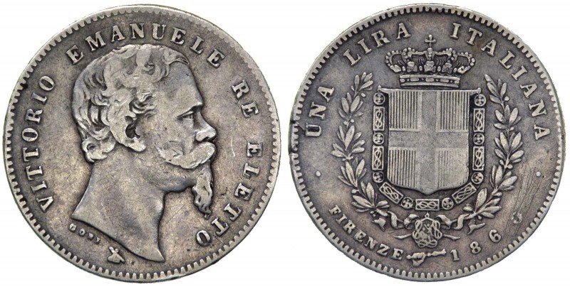 Vittorio Emanuele II Re Eletto (1859-1861) 1 Lira 1860 Firenze - Mano con scettr...