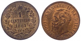 Vittorio Emanuele II (1861-1878) 1 Centesimo 1861 Napoli - Raro - RAME ROSSO - Cu
FDC