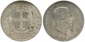 Vittorio Emanuele II (1861-1878) Scudo da 5 Lire 1876 Roma - Gigante 51 - Ag - Periziato SPL+
SPL+