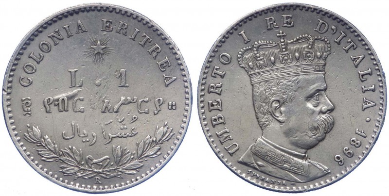 Eritrea - Umberto I (1890-1896) 1 Lira 1896 - RR MOLTO RARA - Ag
SPL