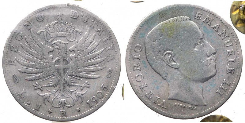 Vittorio Emanuele III (1900-1943) 1 Lira 1905 "Aquila Sabauda" - RR MOLTO RARA -...