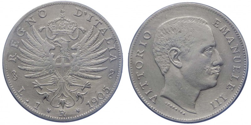 Vittorio Emanuele III (1900-1943) 1 Lira 1905 "Aquila Sabauda" - RR MOLTO RARA -...