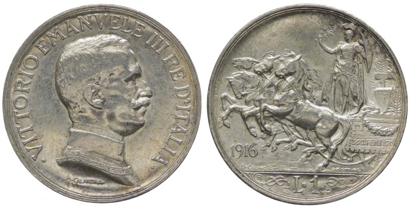 Vittorio Emanuele III (1900-1943) 1 Lira "Quadriga Briosa" 1916 - RARA - Ag
qFD...