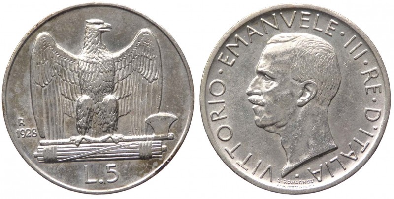 Vittorio Emanuele III (1900-1943) 5 Lire "Aquilotto" 1928 * (Una Rosetta) - RARO...