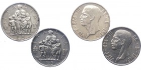 Coppia n.2 monete Vittorio Emanuele III (1900-1943) 5 Lire "Fecondità" 1936 -1937 - Ag
SPL