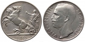 Vittorio Emanuele III (1900-1943) 10 Lire "Biga" 1930 - RARA - Ag
BB