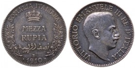 Somalia - Vittorio Emanuele III (1910-1925) 1/2 Rupia 1910 - Ag - Montenegro 449 - RARA
SPL