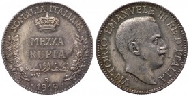 Somalia - Vittorio Emanuele III (1910-1925) 1/2 Rupia 1919 - Ag - Montenegro 453 - RARA
SPL