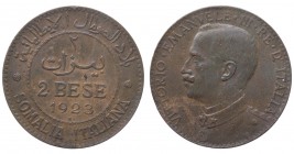 Somalia - Vittorio Emanuele III (1910-1925) 2 Bese 1923 - RARO - Montenegro 469 - Ossidazioni
BB/SPL