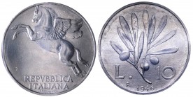 10 Lire "Ulivo" 1946 - R/data di tipo Pagani Prove 722 - Contorno/ Legenda capovolta - Attardi Manca - RRRR ESTREMAMENTE RARA - Perizia Giovanni Gaude...