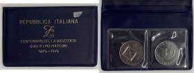 Repubblica Italiana - Confezione in astuccio originale di Zecca - 100 Lire 1974 "Marconi" Prova
FDC