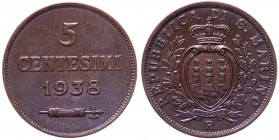 Vecchia Monetazione (1864-1938) 5 Centesimi 1938 - Cu
FDC