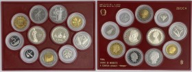 Divisionale Repubblica Italiana - Serie 11 valori 1986 - presente 2 esemplari da 500 lire in Ag 
FS