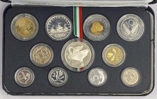 Divisionale Repubblica Italiana - Serie 11 valori 1996 - presente 1 esemplare da 500 lire in Ag e 1 esemplare da 1000 in Ag - in cofanetto - Estername...
