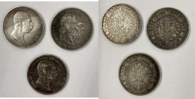 Austria - Lotto n.3 monete: Francesco Giuseppe I (1848-1916) 5 Corone 1900 -1909 - 1909 - Ag