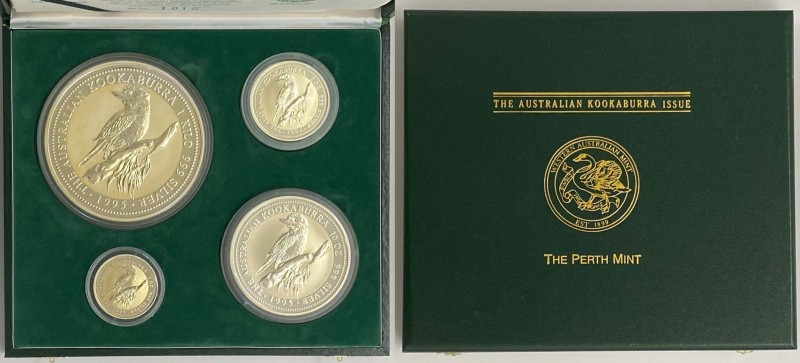 Australia - Elisabetta II (1952) set n. 4 esemplari kookaburra: 1 dollaro 1995, ...