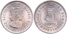 Colonie Inglesi - Malesia e Borneo - Elisabetta II (1952) 5 Cents 1961 - Alta conservazione