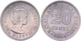 Colonie Inglesi - Malesia e Borneo - Elisabetta II (1952) 20 Cents 1961 - Alta conservazione