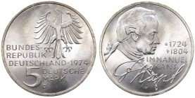 Germania - 5 Mark 1974 D - Immanuel Kant (1724-1804) - Ag