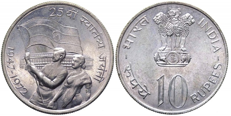 India - Repubblica Indiana (1957-2020) 10 Rupie 1972 - Ag