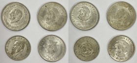 Messico - Lotto n.4 Monete: 5 Pesos 1948 - 5 Pesos 1953 - 5 Pesos 1959 - 25 Pesos 1968 - Ag