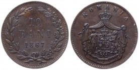 Romania - Carlo I (1866-1916) 10 Bani 1867 Heaton - Cu - Alta conservazione