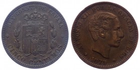 Spagna - Alfonso XII (1874-1885) 5 Centimos 1879 KM#674
